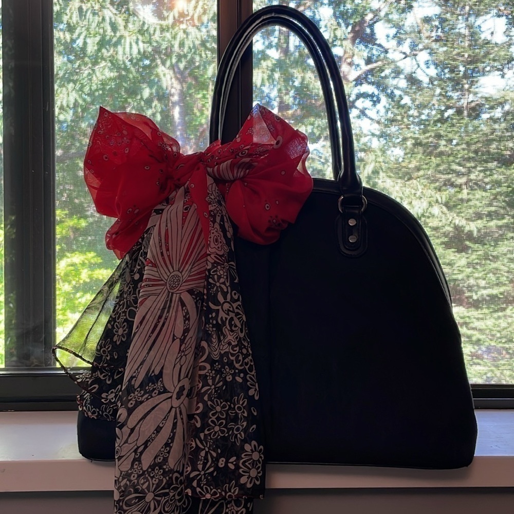 Beautiful Red|Black|Cream | Floral Neck /Hair Scarf | Polyester| 18.5” X 57 “ - Picture 3 of 12